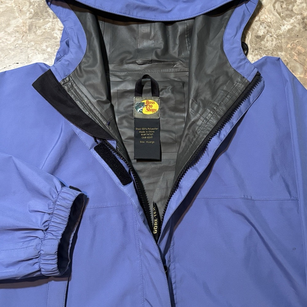 Bass Pro Shop Gore Tex Jacket Mens XL Lavender Full Zip Hooded Paclite Shell